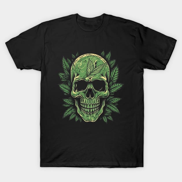 Cannabis Skull Sugar T-Shirt by FrogandFog